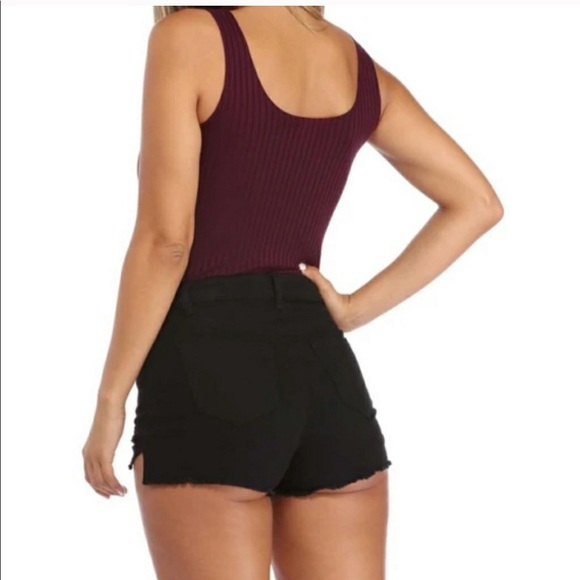 ♦️ LAST Zip Up Ribbed Tank Bodysuit Burgundy - Picture 3 of 8